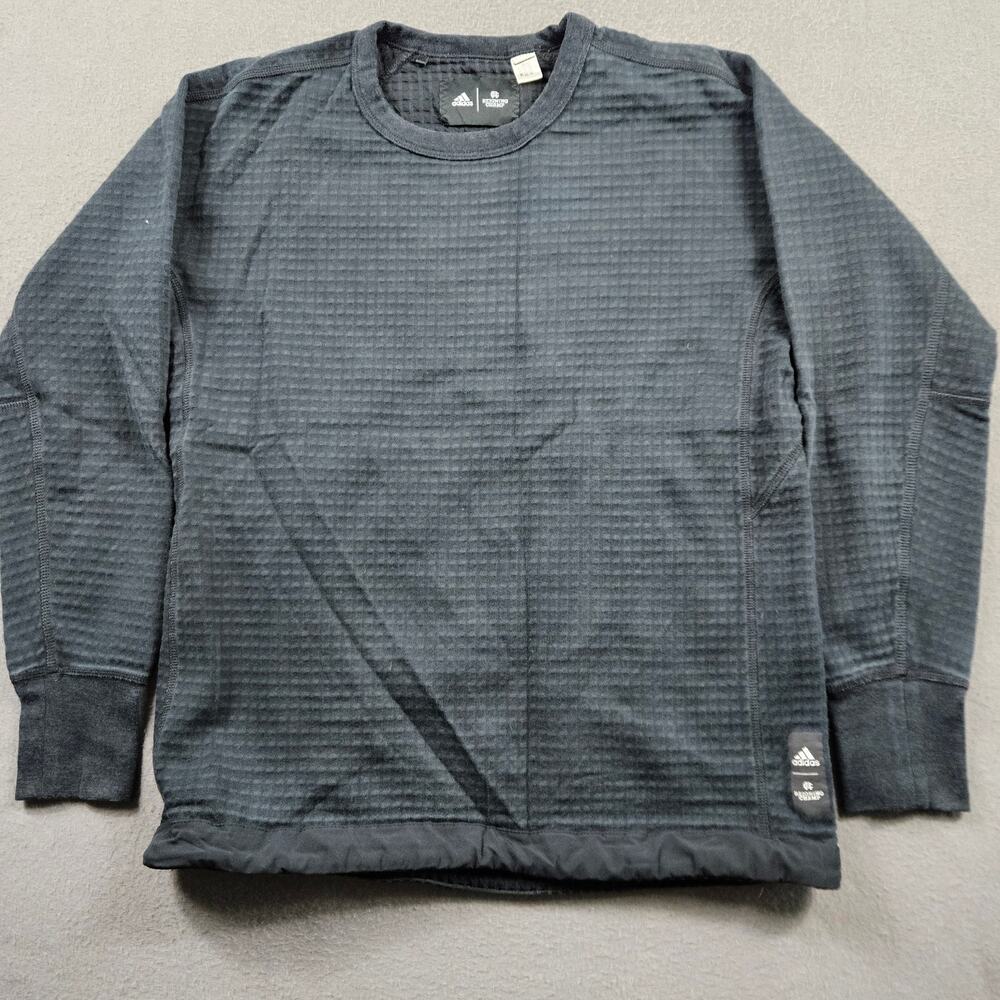 Adidas Reigning Champ Sweatshirt Crew Neck Pullover Waffle Knit Black Womens M